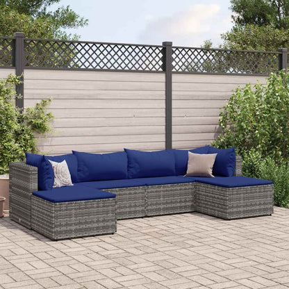 Set Divani da Giardino 6 pz con Cuscini in Polyrattan Grigio | homemem39