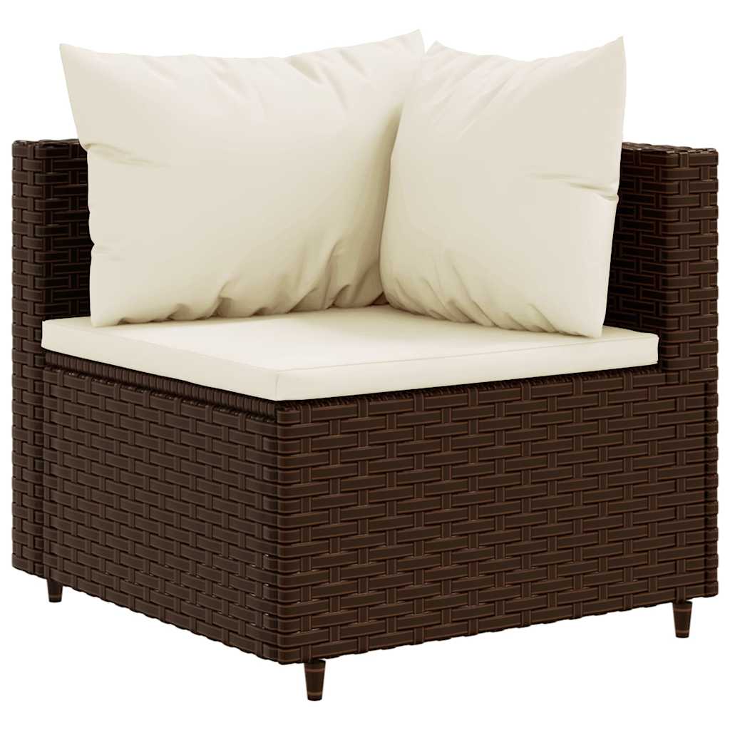 Set Mobili da Giardino 6pz con Cuscini in Polyrattan Marrone - homemem39