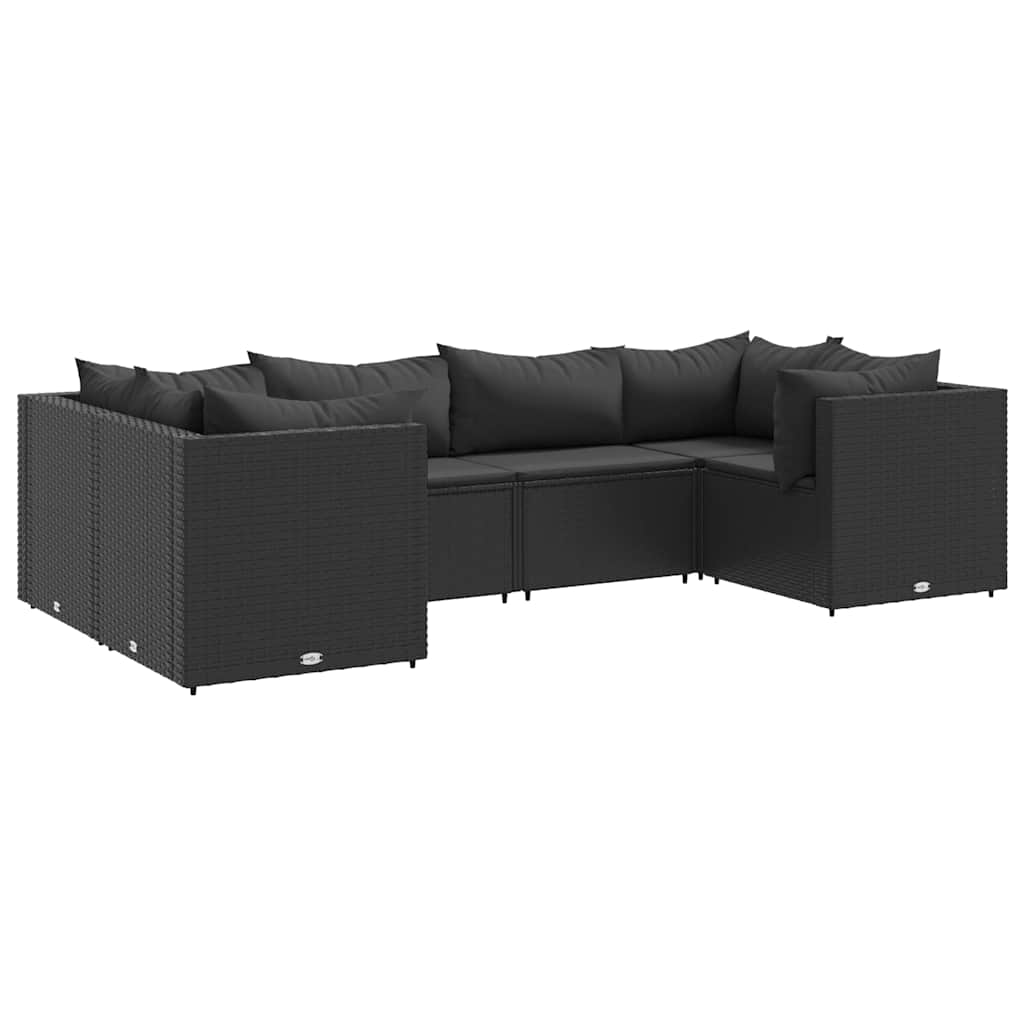 Set Mobili da Giardino 6 pz con Cuscini in Polyrattan Nero | homemem39