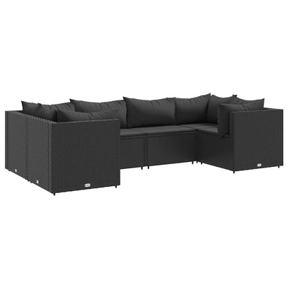Set Mobili da Giardino 6 pz con Cuscini in Polyrattan Nero | homemem39
