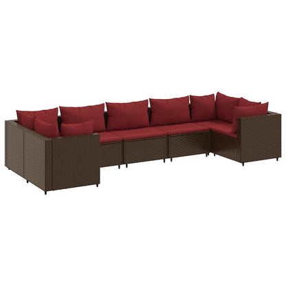 Set Divani da Giardino 7 pz con Cuscini in Polyrattan Marrone | homemem39