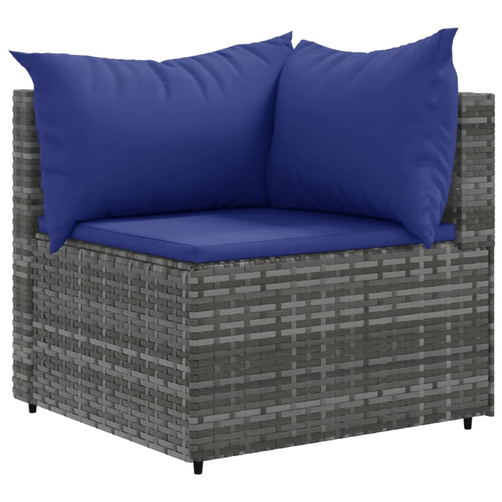 Set Divani da Giardino 10 pz con Cuscini in Polyrattan Grigio | homemem39