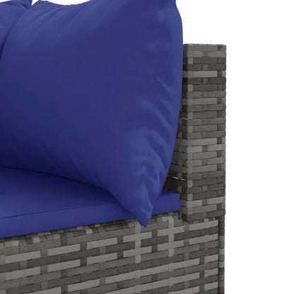 Set Divani da Giardino 10 pz con Cuscini in Polyrattan Grigio | homemem39