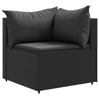 Set Mobili da Giardino 11 pz con Cuscini in Polyrattan Nero