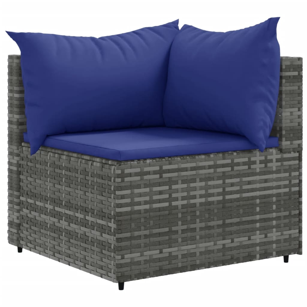 Set Divano da Giardino 10 pz con Cuscini Grigio in Polyrattan | homemem39