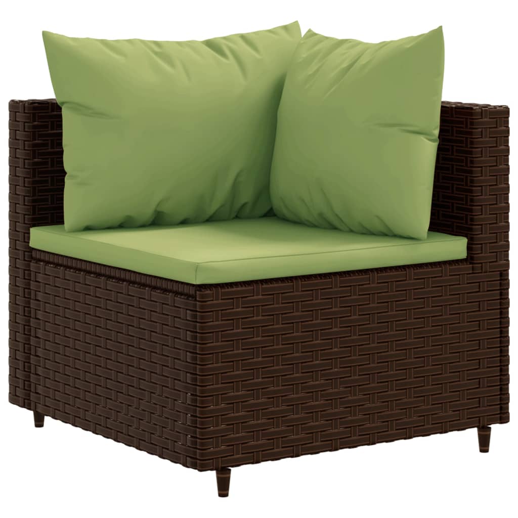 Set Divani da Giardino 9pz con Cuscini Marrone in Polyrattan | homemem39