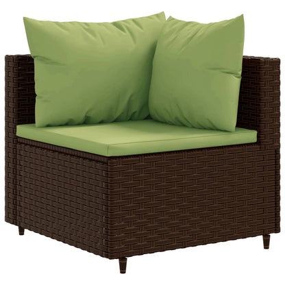 Set Divani da Giardino 10pz con Cuscini in Polyrattan Marrone | homemem39