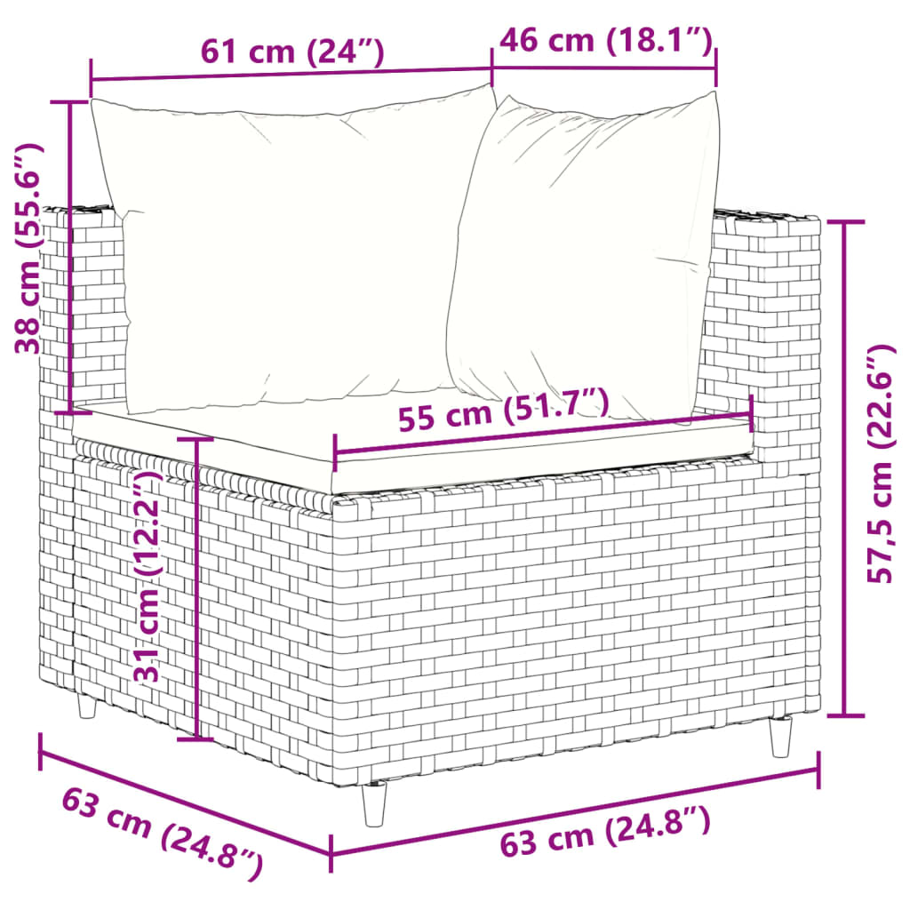 Set Divani da Giardino 10pz con Cuscini in Polyrattan Marrone | homemem39