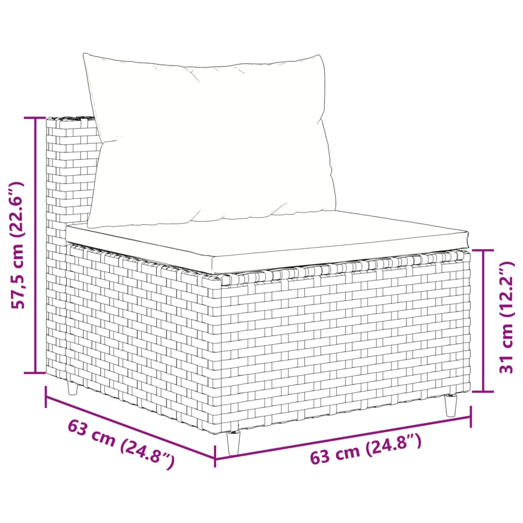 Set Divani da Giardino 10pz con Cuscini in Polyrattan Nero | homemem39
