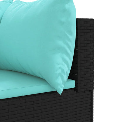 Set Divani da Giardino 11 pz con Cuscini in Polyrattan Nero | homemem39