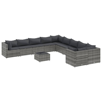 Set Divani da Giardino 11 pz con Cuscini in Polyrattan Grigio | homemem39