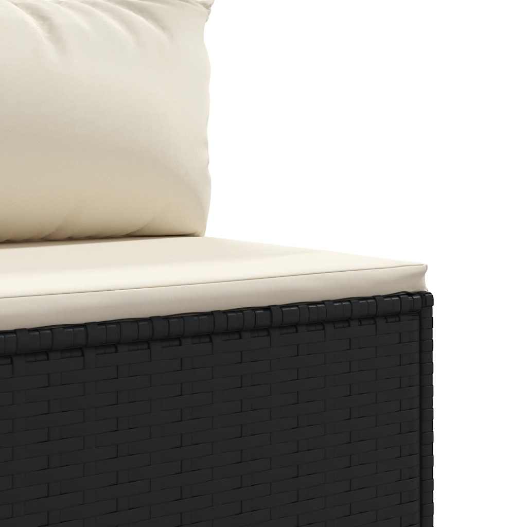 Set Divani da Giardino 4 pz con Cuscini Nero in Polyrattan | homemem39