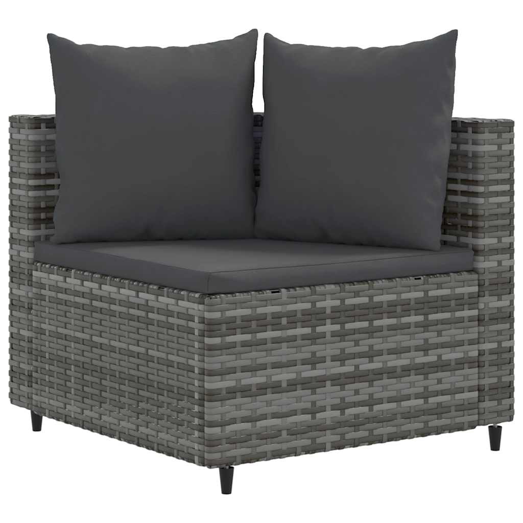 Set Divani da Giardino 4 pz con Cuscini in Polyrattan Grigio | homemem39