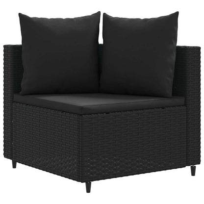 Set Divani da Giardino 4 pz con Cuscini Nero in Polyrattan - homemem39
