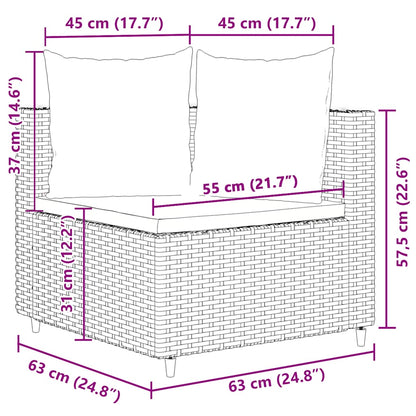 Set Divano da Giardino 4 pz con Cuscini Marrone in Polyrattan