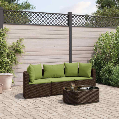 Set Divano da Giardino 4 pz con Cuscini Marrone in Polyrattan | homemem39