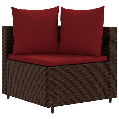 Set Divano da Giardino 5 pz con Cuscini Marrone in Polyrattan - homemem39