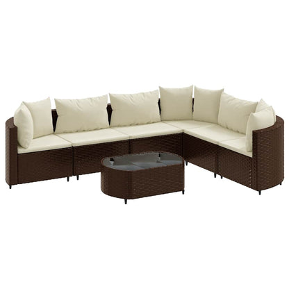 Set Divani da Giardino 7 pz con Cuscini Marrone in Polyrattan | homemem39