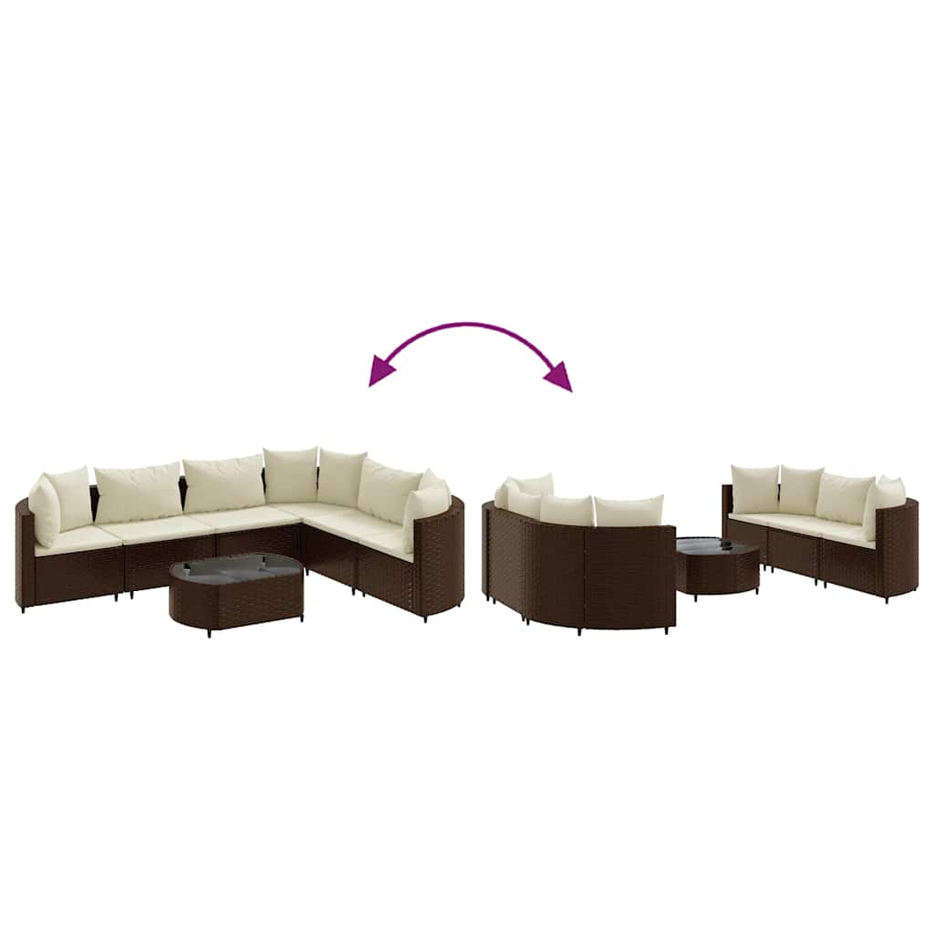 Set Divani da Giardino 7 pz con Cuscini Marrone in Polyrattan | homemem39
