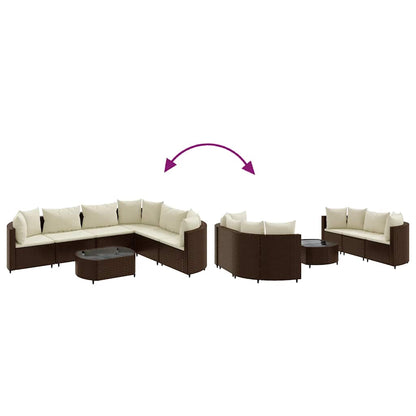 Set Divani da Giardino 7 pz con Cuscini Marrone in Polyrattan | homemem39