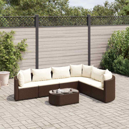 Set Divani da Giardino 7 pz con Cuscini Marrone in Polyrattan | homemem39