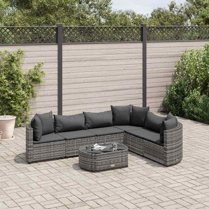 Set Divani da Giardino 7 pz con Cuscini Grigio in Polyrattan | homemem39