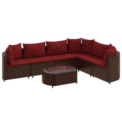 Set Divani da Giardino 7 pz con Cuscini Marrone in Polyrattan | homemem39