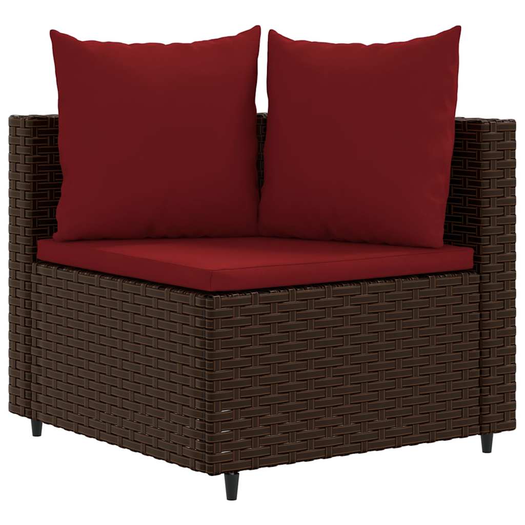 Set Divani da Giardino 7 pz con Cuscini Marrone in Polyrattan | homemem39