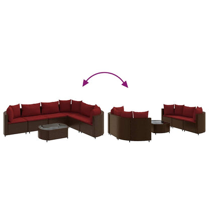 Set Divani da Giardino 7 pz con Cuscini Marrone in Polyrattan | homemem39