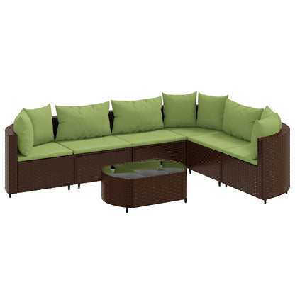 Set Divani da Giardino 7 pz con Cuscini Marrone in Polyrattan | homemem39