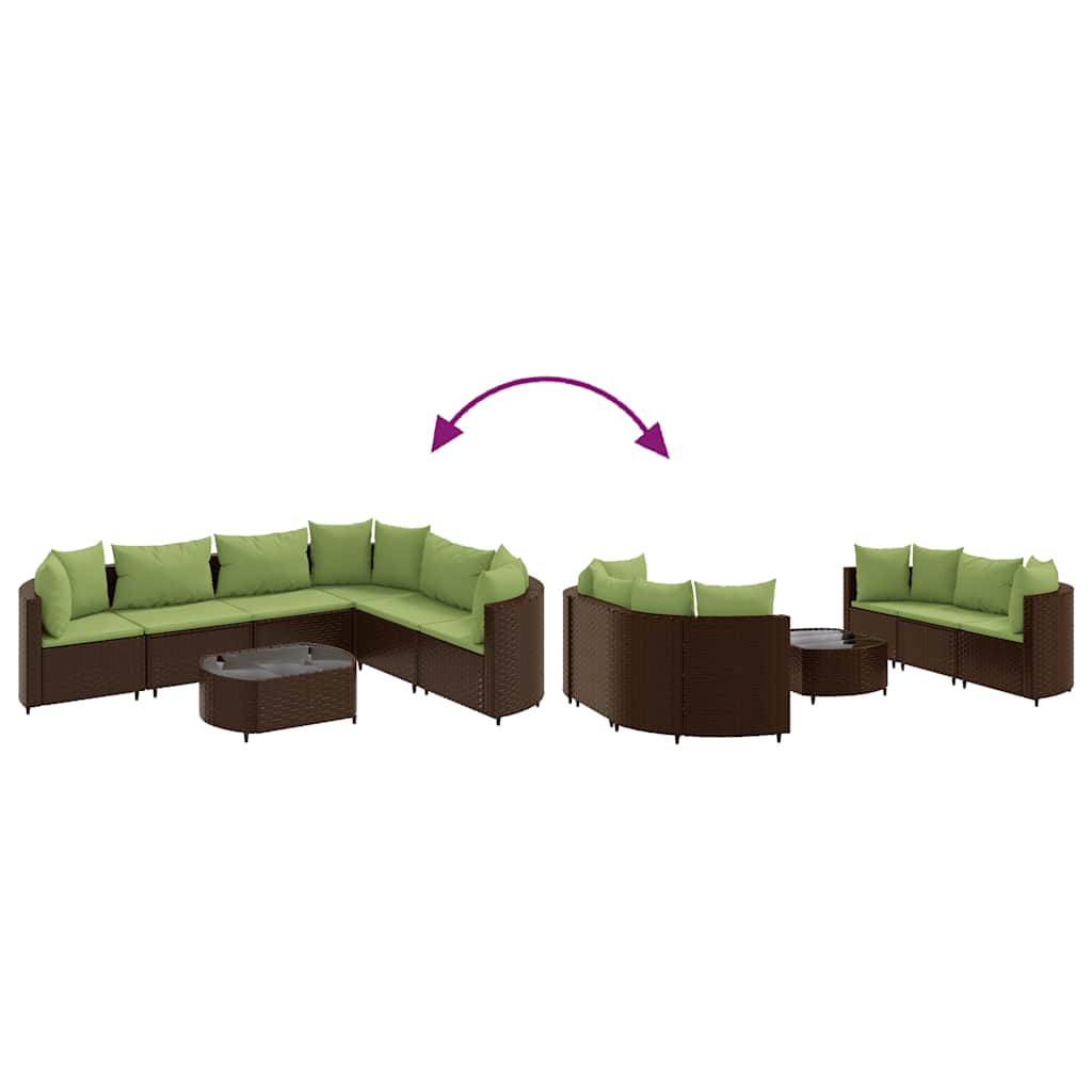 Set Divani da Giardino 7 pz con Cuscini Marrone in Polyrattan | homemem39