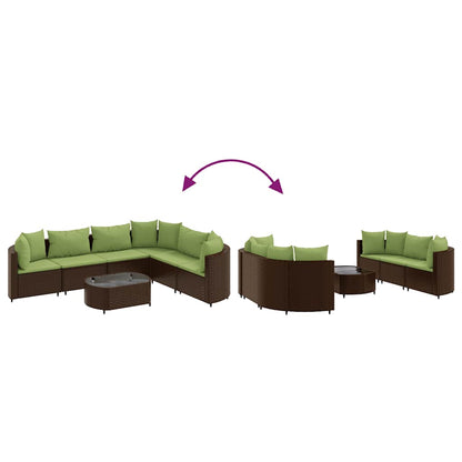 Set Divani da Giardino 7 pz con Cuscini Marrone in Polyrattan | homemem39