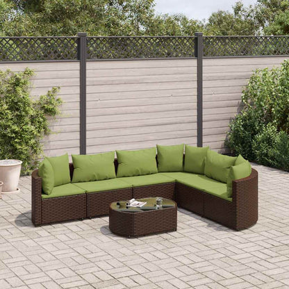 Set Divani da Giardino 7 pz con Cuscini Marrone in Polyrattan | homemem39