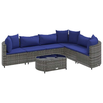 Set Divani da Giardino 7 pz con Cuscini Grigio in Polyrattan | homemem39