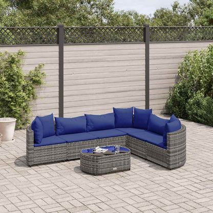 Set Divani da Giardino 7 pz con Cuscini Grigio in Polyrattan | homemem39
