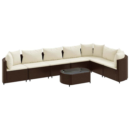 Set Divani da Giardino 8 pz con Cuscini Marrone in Polyrattan | homemem39
