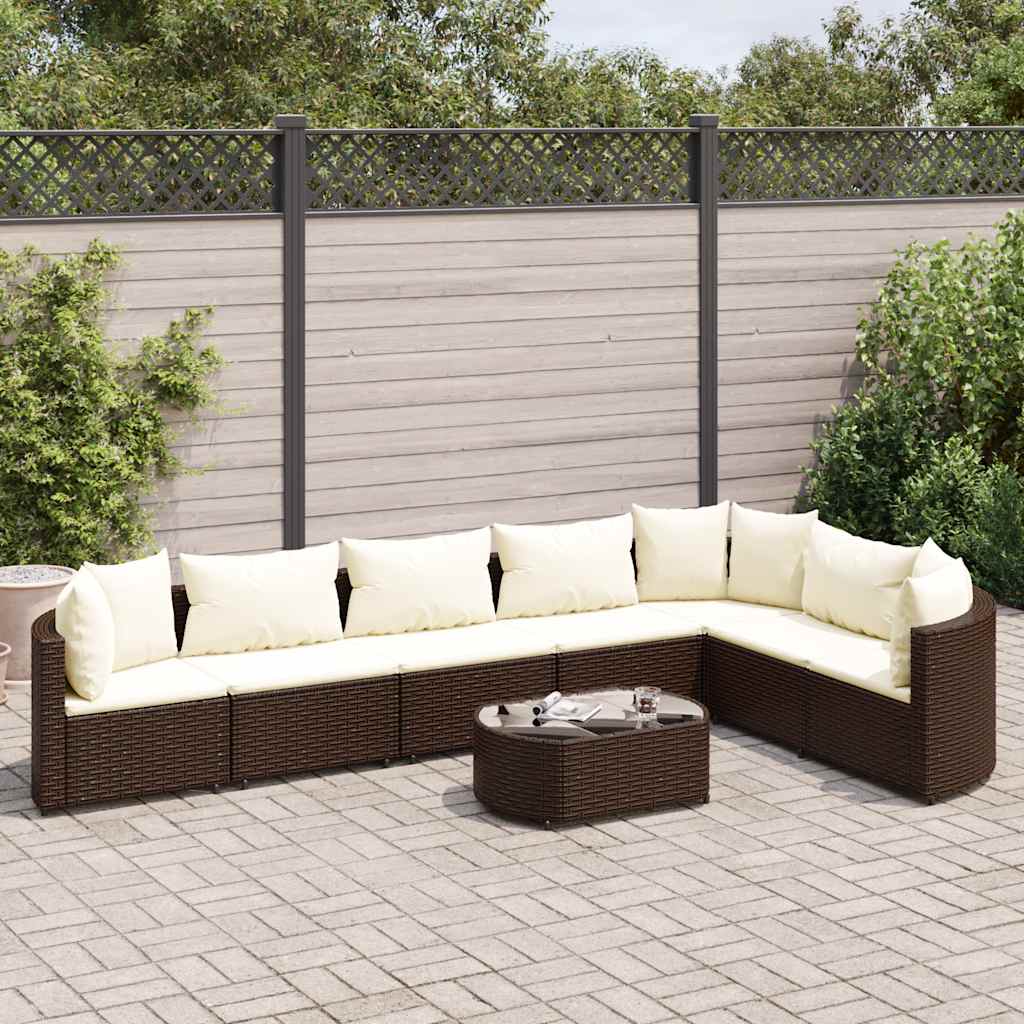 Set Divani da Giardino 8 pz con Cuscini Marrone in Polyrattan | homemem39