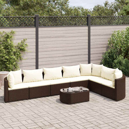 Set Divani da Giardino 8 pz con Cuscini Marrone in Polyrattan | homemem39