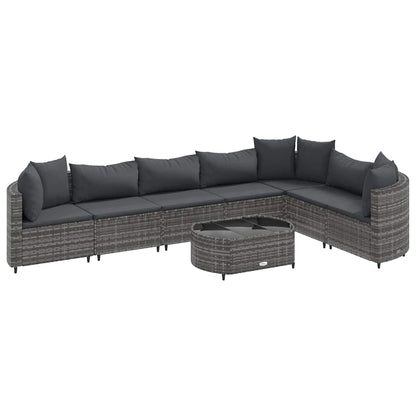 Set Divano da Giardino 8 pz con Cuscini Grigio in Polyrattan | homemem39