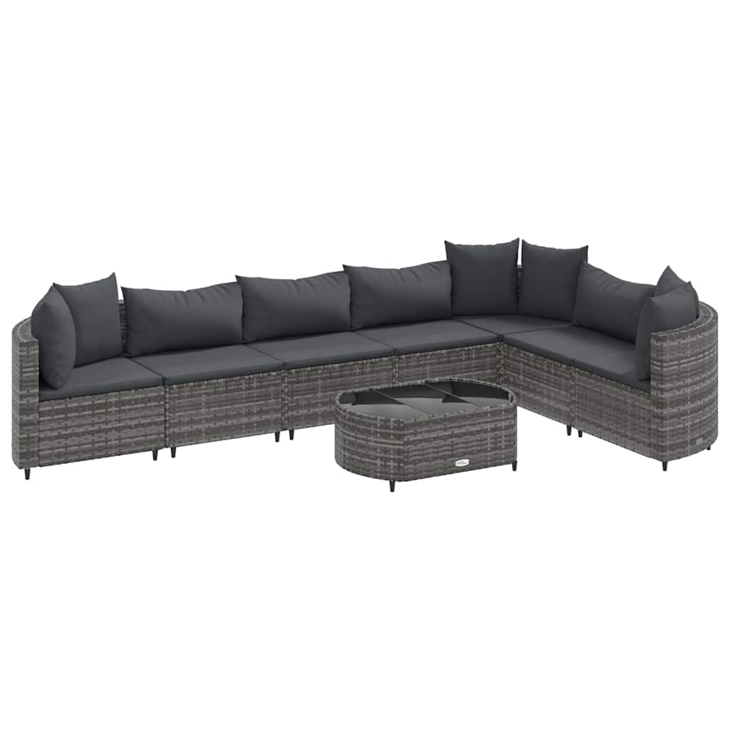 Set Divano da Giardino 8 pz con Cuscini Grigio in Polyrattan - homemem39
