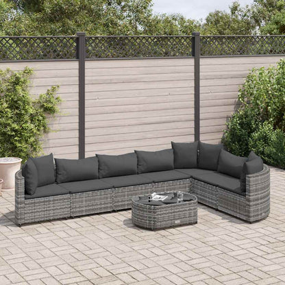 Set Divano da Giardino 8 pz con Cuscini Grigio in Polyrattan | homemem39