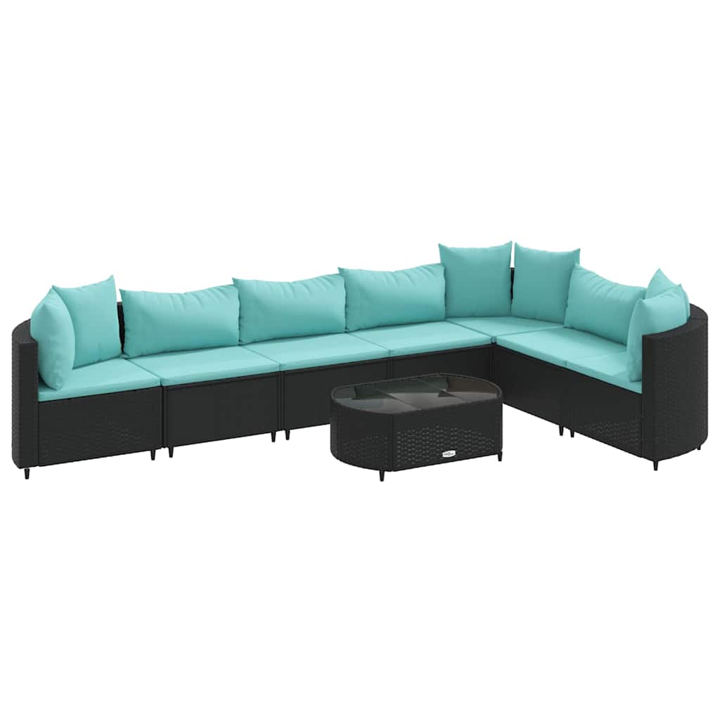 Set Divani da Giardino con Cuscini 8 pz Nero in Polyrattan | homemem39