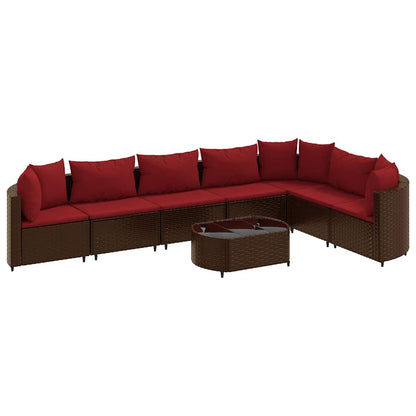 Set Divani da Giardino 8 pz con Cuscini Marrone in Polyrattan | homemem39