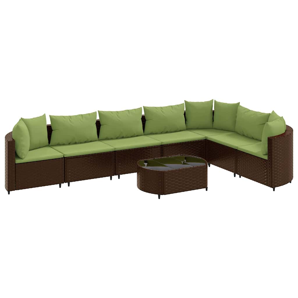 Set Divani da Giardino 8 pz con Cuscini Marrone in Polyrattan | homemem39