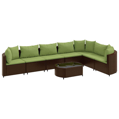 Set Divani da Giardino 8 pz con Cuscini Marrone in Polyrattan | homemem39