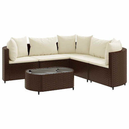Set Divano da Giardino 6 pz con Cuscini Marrone in Polyrattan | homemem39