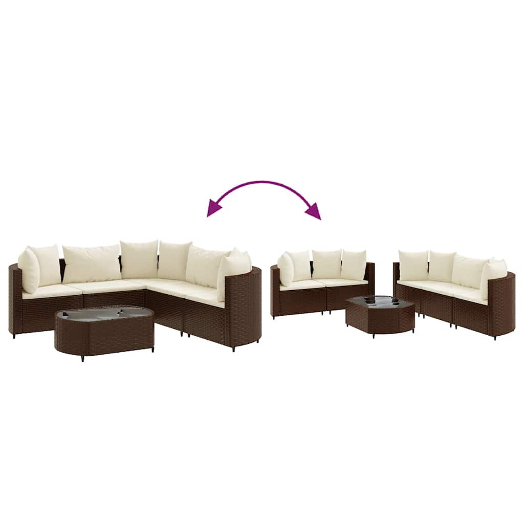Set Divano da Giardino 6 pz con Cuscini Marrone in Polyrattan | homemem39