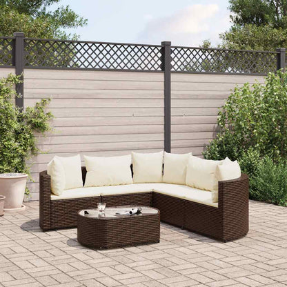 Set Divano da Giardino 6 pz con Cuscini Marrone in Polyrattan | homemem39