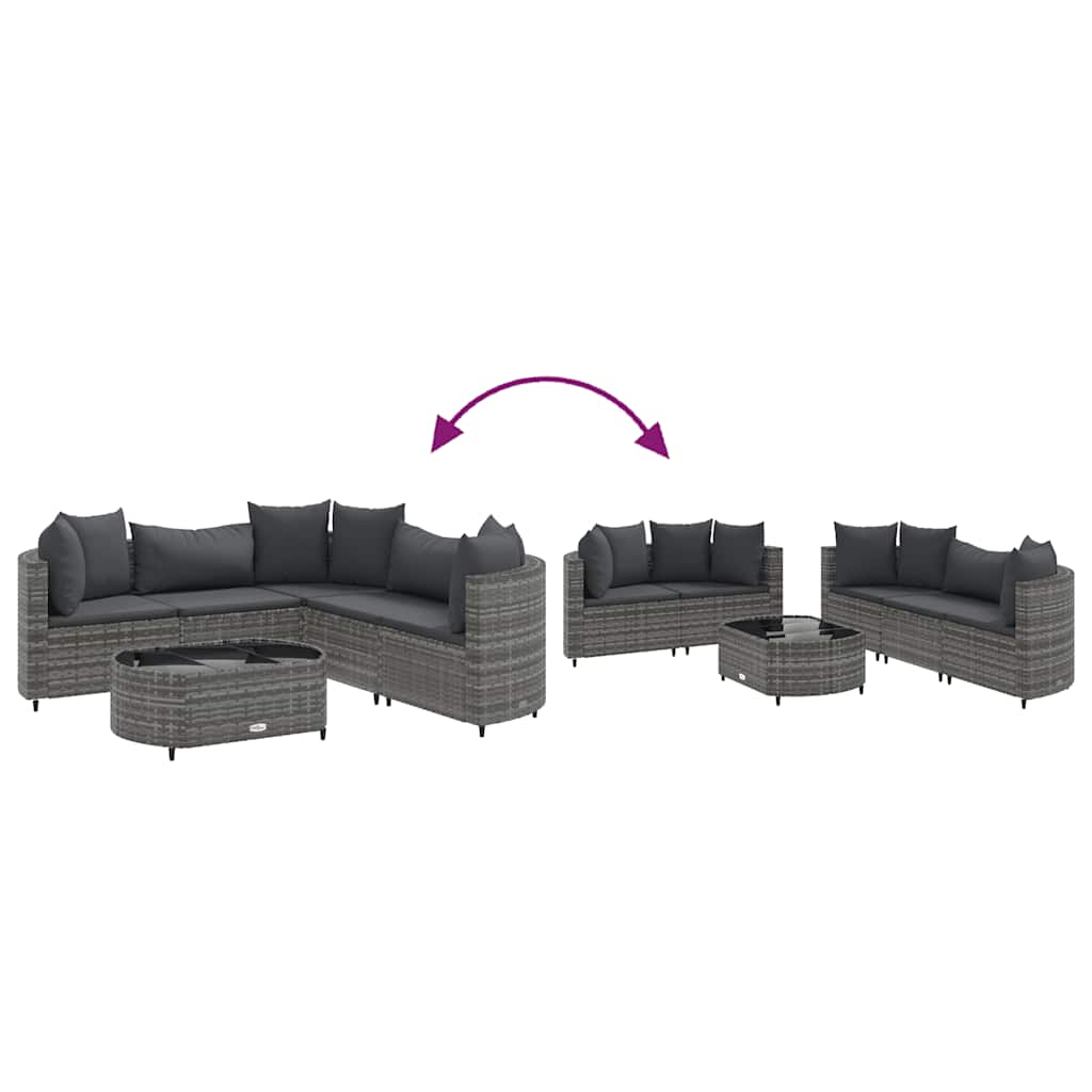 Set Divano da Giardino 6 pz con Cuscini Grigio in Polyrattan | homemem39