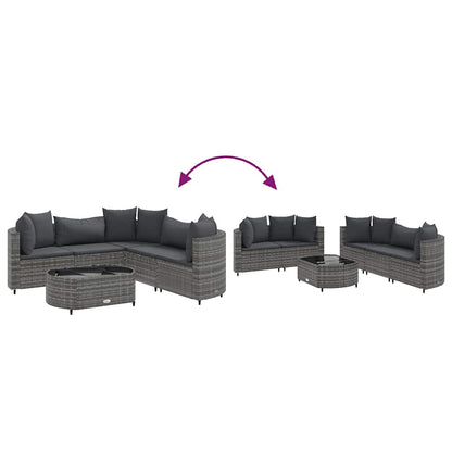 Set Divano da Giardino 6 pz con Cuscini Grigio in Polyrattan | homemem39